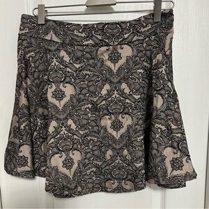 Chic Cream and Black Asymmetrical Mini Skirt